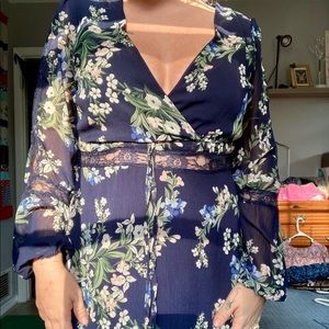 Blue Rain Long blue floral dress